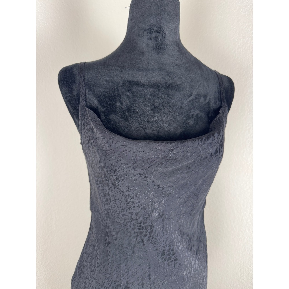 Anthropologie Black Viscose Midi Dress Cowl Neck Adjustable Strap US 4